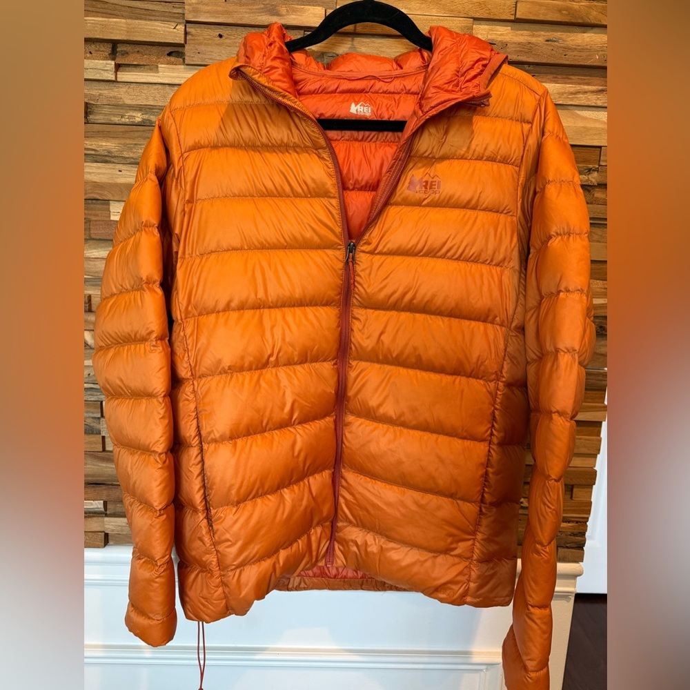 REI Men's Vibrant Orange Puffer Jacket